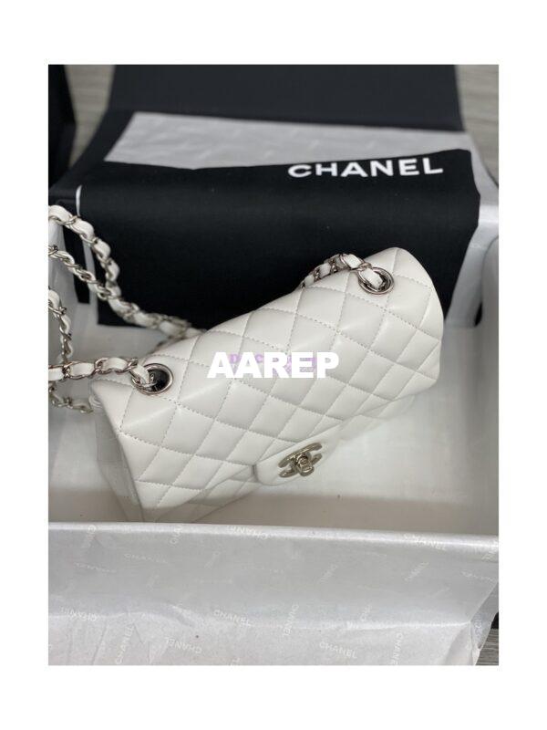 Replica Chanel Small Classic Flap CF Bag Quilted Lambskin 20cm in White 6