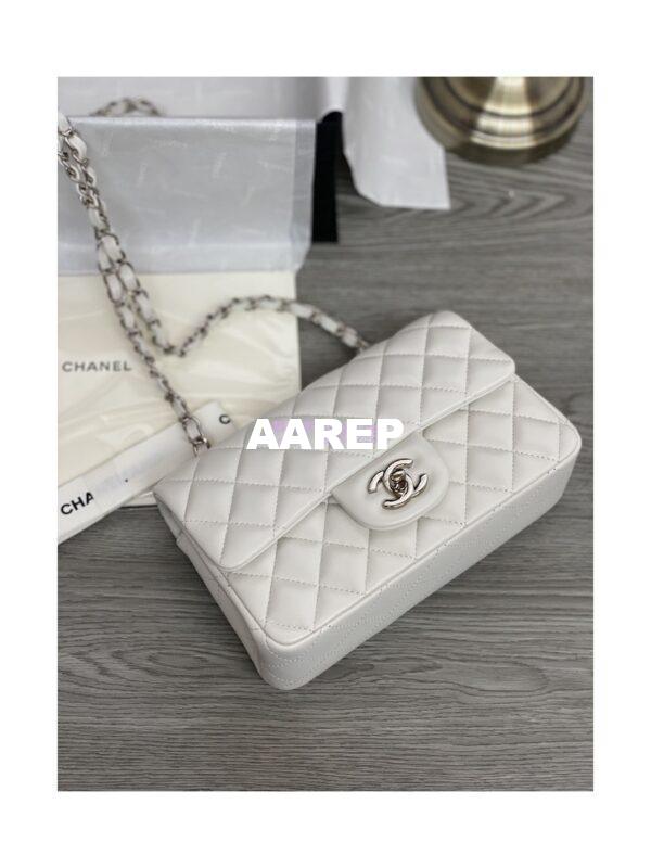Replica Chanel Small Classic Flap CF Bag Quilted Lambskin 20cm in White 8
