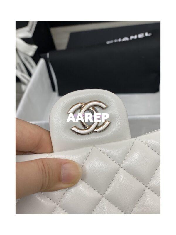 Replica Chanel Small Classic Flap CF Bag Quilted Lambskin 20cm in White 9