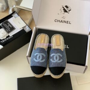 Replica Chanel Denim Blue Black Espadrilles Sandals G37482 2