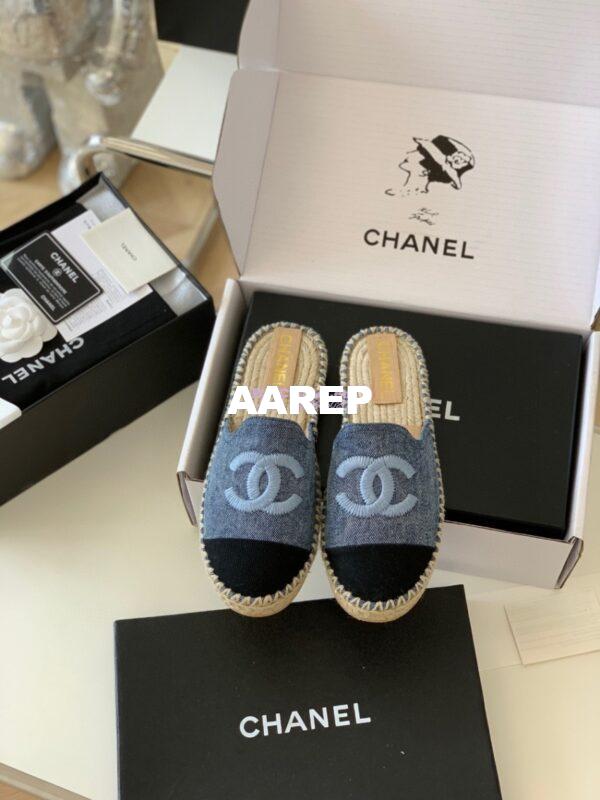 Replica Chanel Denim Blue Black Espadrilles Sandals G37482 2