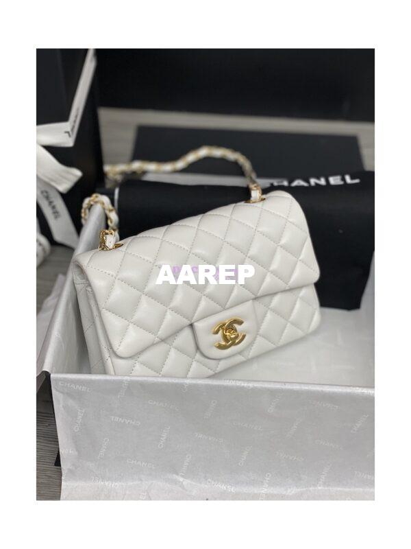Replica Chanel Small Classic Flap CF Bag Quilted Lambskin 20cm in White 13