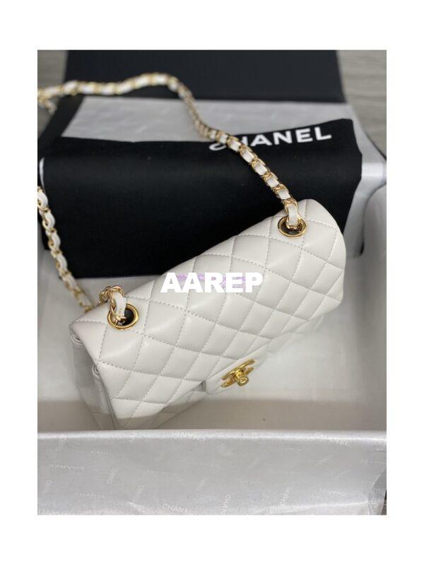 Replica Chanel Small Classic Flap CF Bag Quilted Lambskin 20cm in White 14