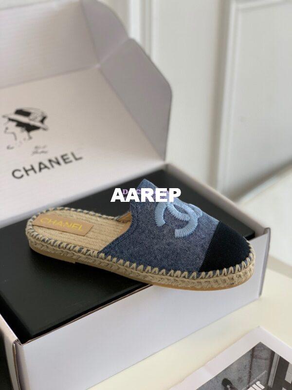 Replica Chanel Denim Blue Black Espadrilles Sandals G37482 3