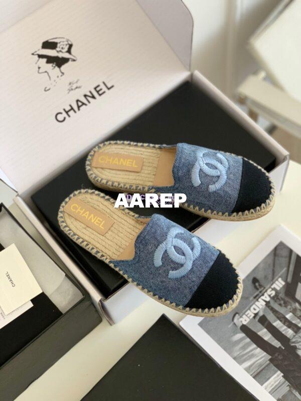 Replica Chanel Denim Blue Black Espadrilles Sandals G37482 4