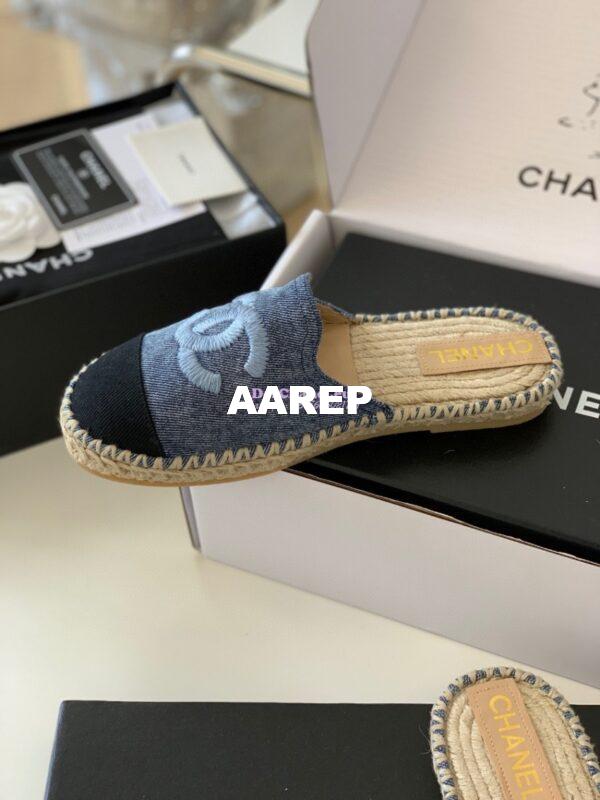 Replica Chanel Denim Blue Black Espadrilles Sandals G37482 5