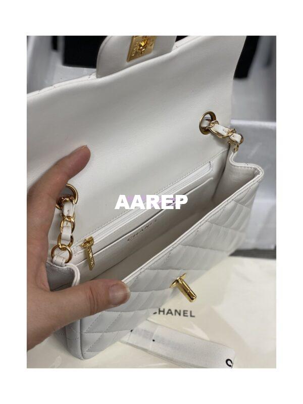 Replica Chanel Small Classic Flap CF Bag Quilted Lambskin 20cm in White 17