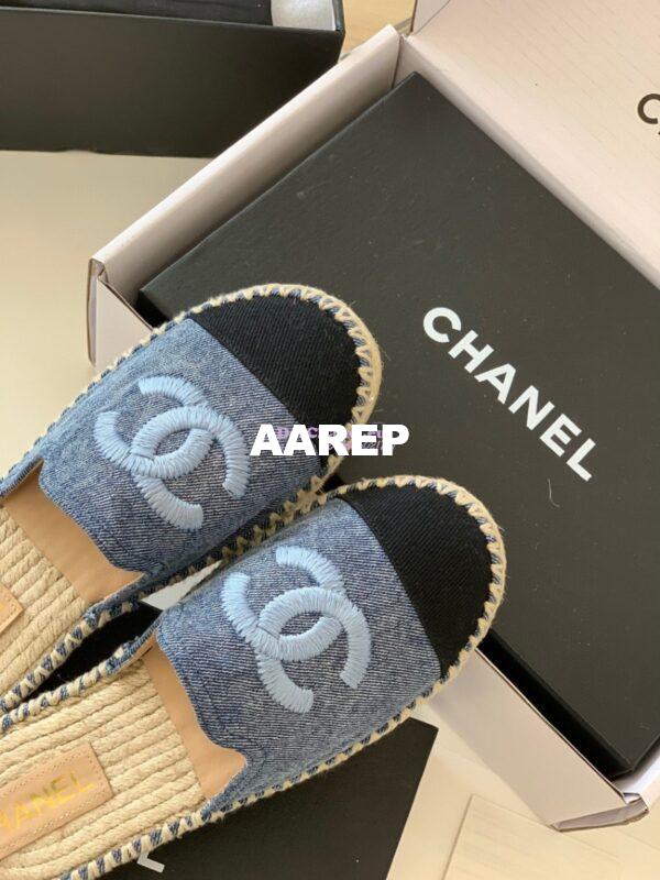Replica Chanel Denim Blue Black Espadrilles Sandals G37482 6