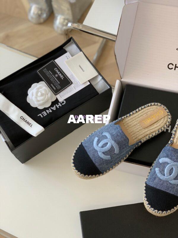Replica Chanel Denim Blue Black Espadrilles Sandals G37482 7