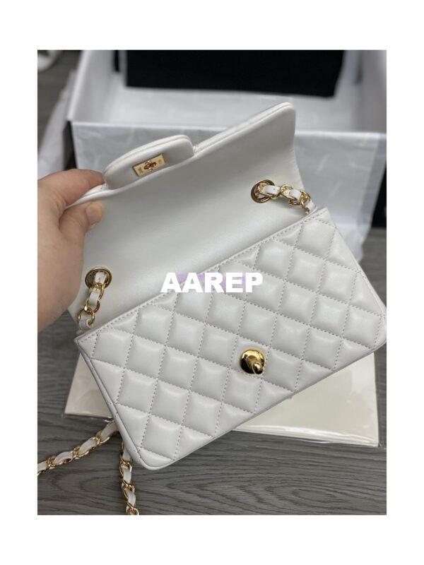 Replica Chanel Small Classic Flap CF Bag Quilted Lambskin 20cm in White 19