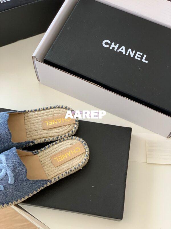 Replica Chanel Denim Blue Black Espadrilles Sandals G37482 8