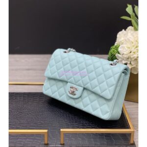 Replica Chanel CF 1112 Classic Flap Grained Calfskin in Tiffany Blue Bag