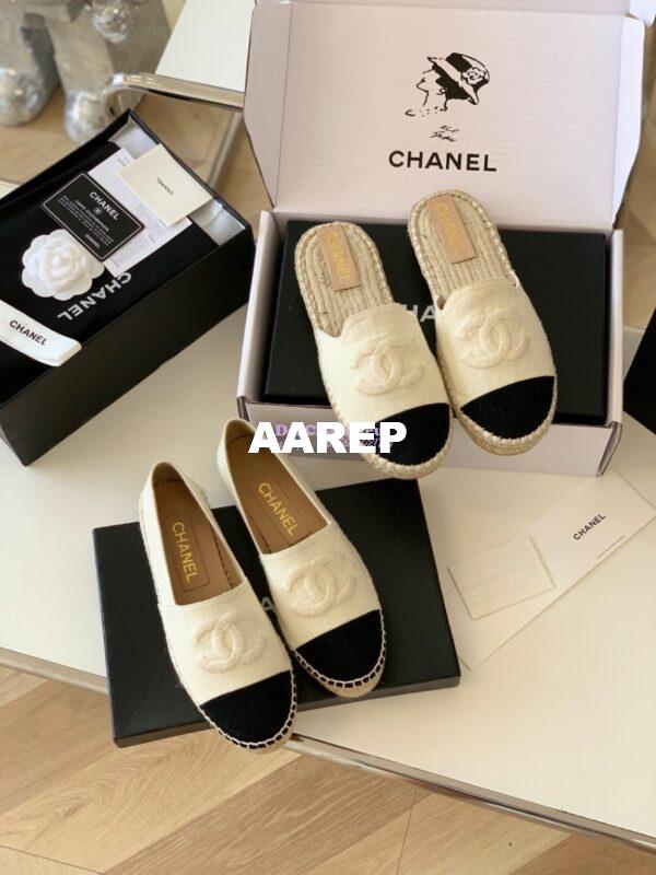 Replica Chanel Denim Ivory Black Espadrilles Sandals G37482