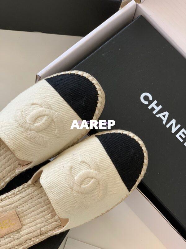 Replica Chanel Denim Ivory Black Espadrilles Sandals G37482 5