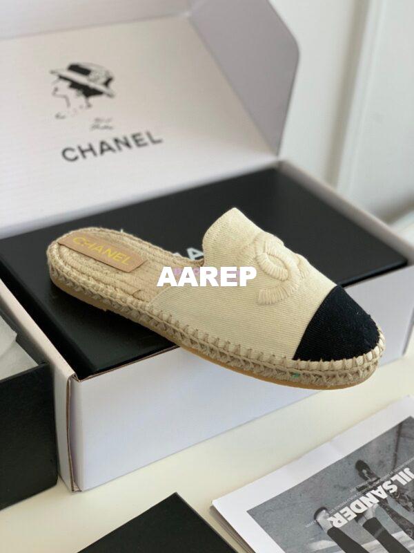 Replica Chanel Denim Ivory Black Espadrilles Sandals G37482 7