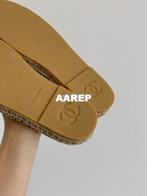 Replica Chanel Denim Ivory Black Espadrilles Sandals G37482 8