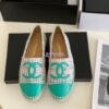 Replica Chanel Tweed and Lambskin Green Pink Espadrilles G29762