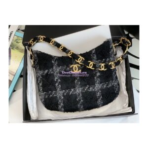 Replica Chanel Tweed Hobo Handbag AS3562 Grey Black