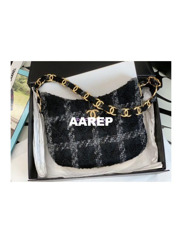 Replica Chanel Tweed Hobo Handbag AS3562 Grey Black