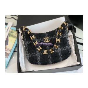 Replica Chanel Tweed Hobo Handbag AS3562 Grey Black 2