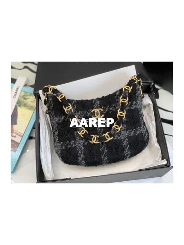 Replica Chanel Tweed Hobo Handbag AS3562 Grey Black 2