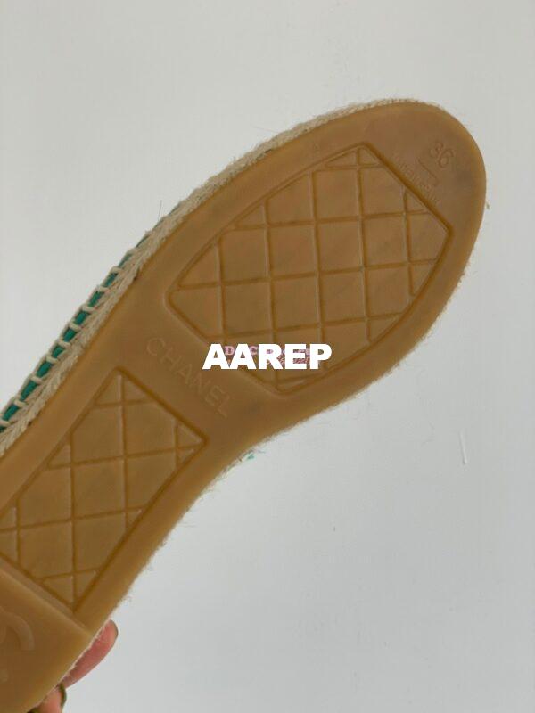 Replica Chanel Tweed and Lambskin Green Pink Espadrilles G29762 10