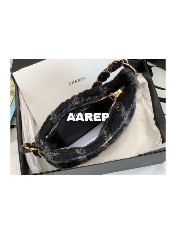 Replica Chanel Tweed Hobo Handbag AS3562 Grey Black 6