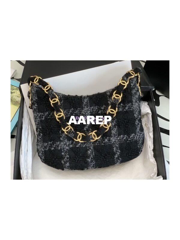 Replica Chanel Tweed Hobo Handbag AS3562 Grey Black 8