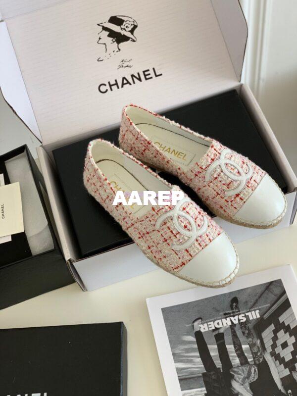 Replica Chanel Tweed and Lambskin White Pink Espadrilles G29762 3