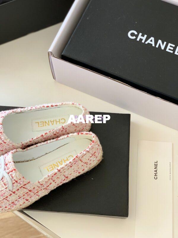 Replica Chanel Tweed and Lambskin White Pink Espadrilles G29762 5