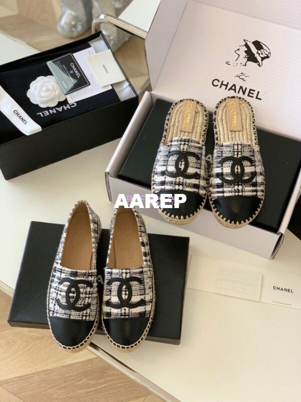 Replica Chanel Tweed and Lambskin Ivory Grey Black Espadrilles G29762 3