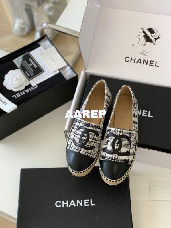 Replica Chanel Tweed and Lambskin Ivory Grey Black Espadrilles G29762 4