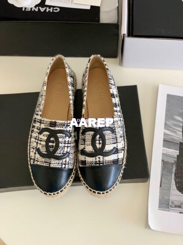 Replica Chanel Tweed and Lambskin Ivory Grey Black Espadrilles G29762 5