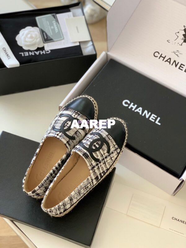 Replica Chanel Tweed and Lambskin Ivory Grey Black Espadrilles G29762 7
