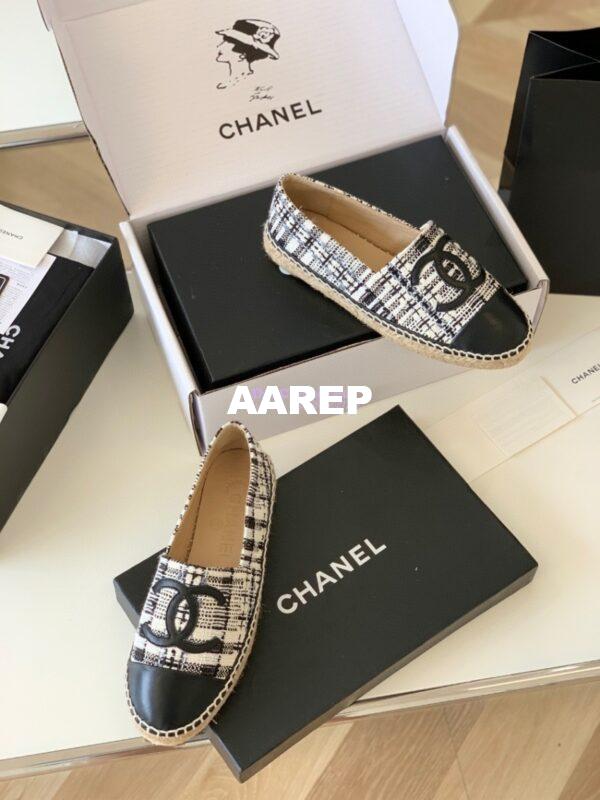 Replica Chanel Tweed and Lambskin Ivory Grey Black Espadrilles G29762 8