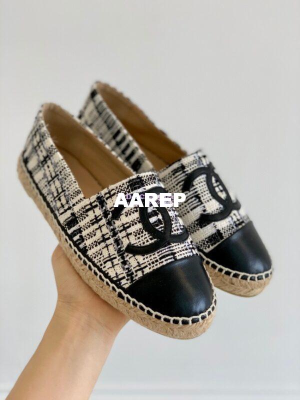 Replica Chanel Tweed and Lambskin Ivory Grey Black Espadrilles G29762 9