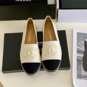 Replica Chanel Denim Ivory Black Espadrilles G29762