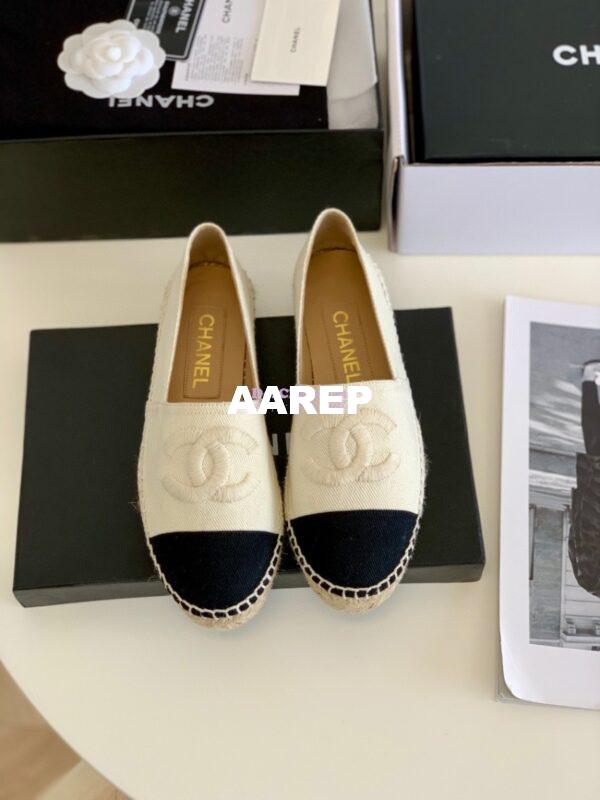 Replica Chanel Denim Ivory Black Espadrilles G29762 3