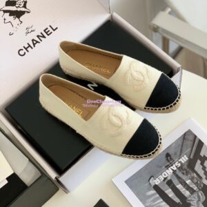 Replica Chanel Denim Ivory Black Espadrilles G29762 2