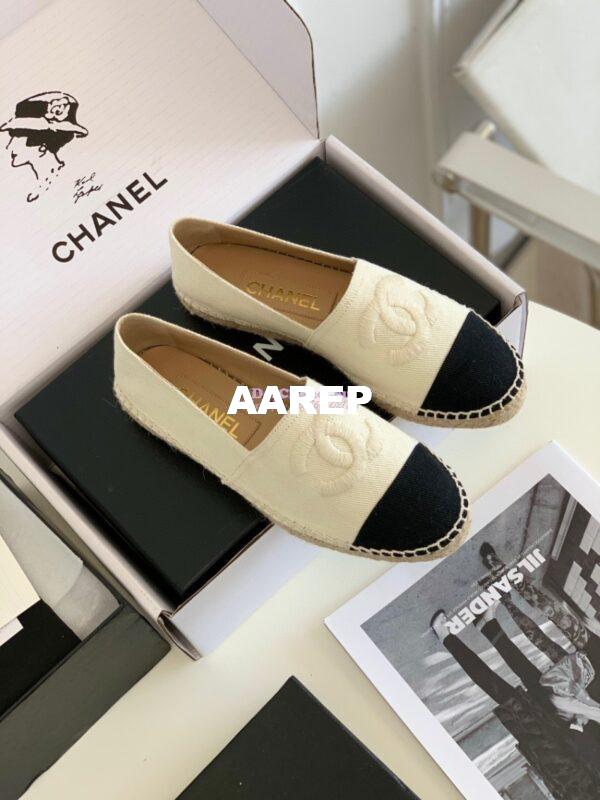 Replica Chanel Denim Ivory Black Espadrilles G29762 4