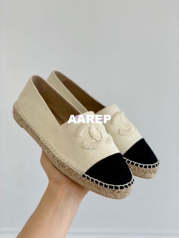 Replica Chanel Denim Ivory Black Espadrilles G29762 8