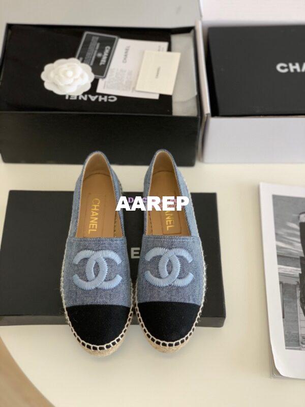 Replica Chanel Denim Blue Black Espadrilles G29762