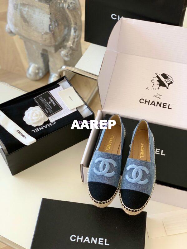 Replica Chanel Denim Blue Black Espadrilles G29762 2