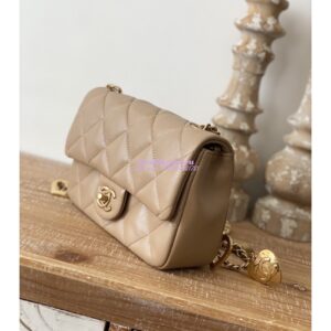 Replica Chanel Mini Flap Bag in Lambskin with Love Charms AS3457 Beige 2
