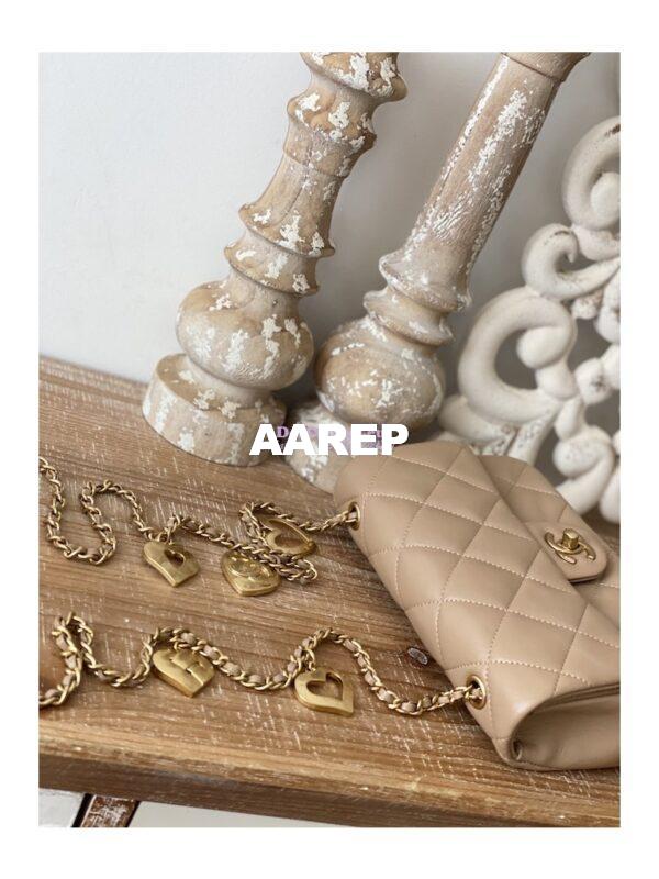 Replica Chanel Mini Flap Bag in Lambskin with Love Charms AS3457 Beige 3