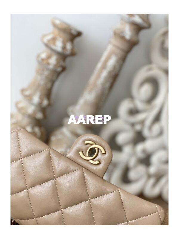 Replica Chanel Mini Flap Bag in Lambskin with Love Charms AS3457 Beige 4