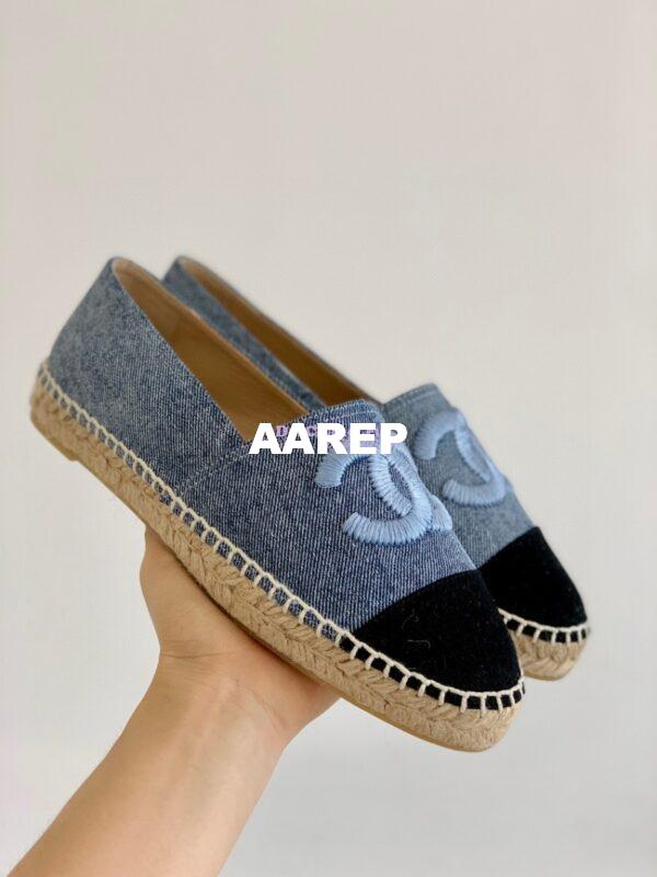 Replica Chanel Denim Blue Black Espadrilles G29762 5