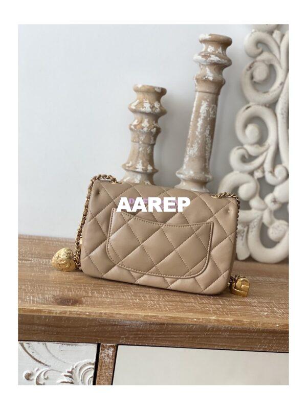 Replica Chanel Mini Flap Bag in Lambskin with Love Charms AS3457 Beige 5