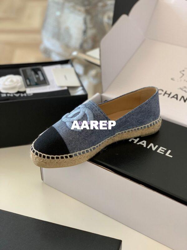 Replica Chanel Denim Blue Black Espadrilles G29762 6