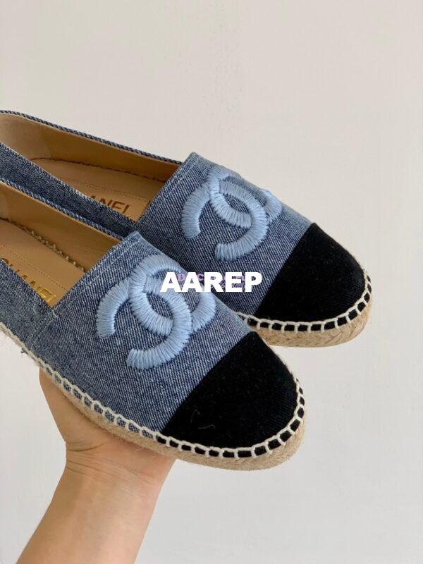 Replica Chanel Denim Blue Black Espadrilles G29762 7